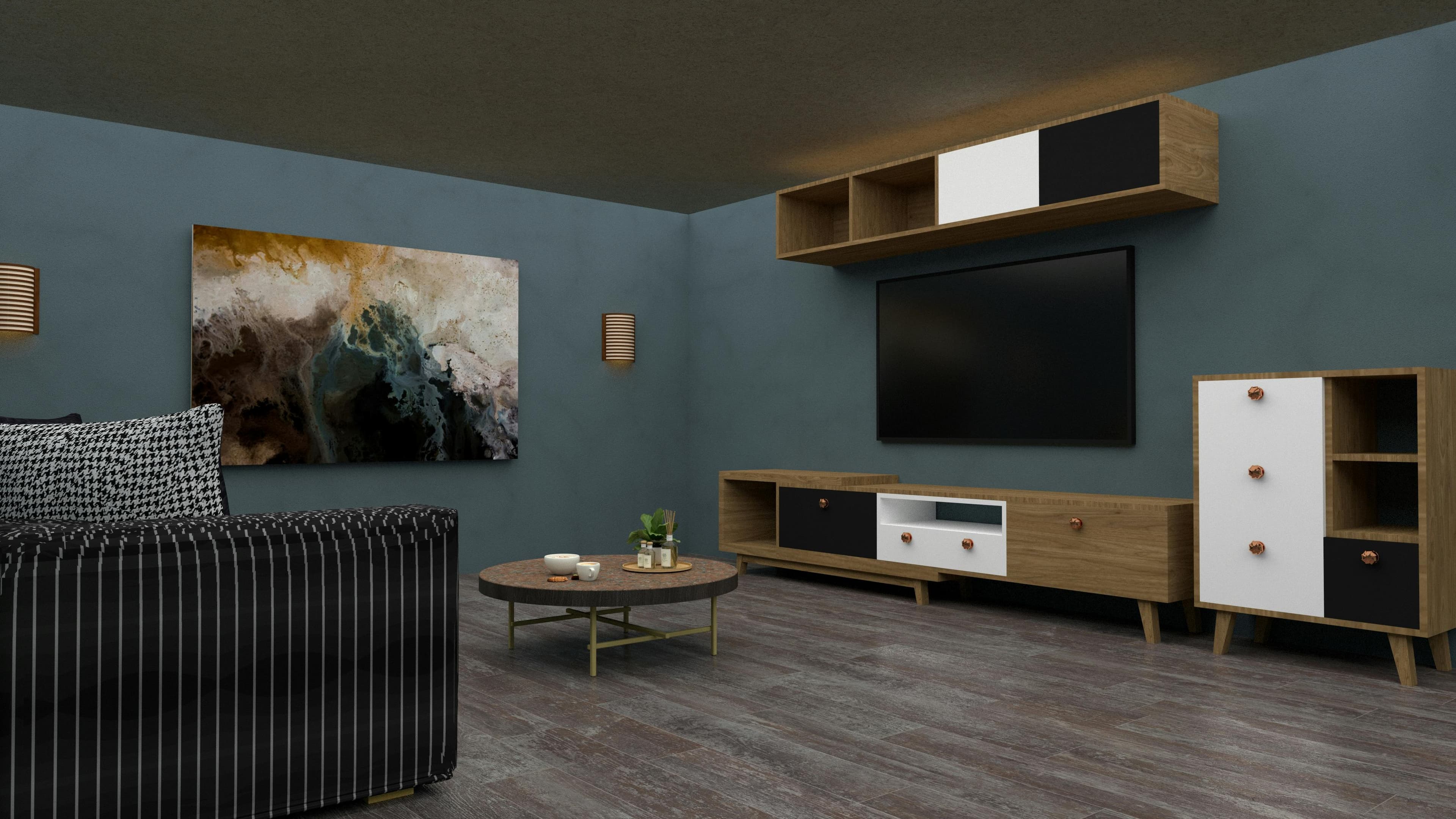 Museum annex stepping toward the water with glowing facade