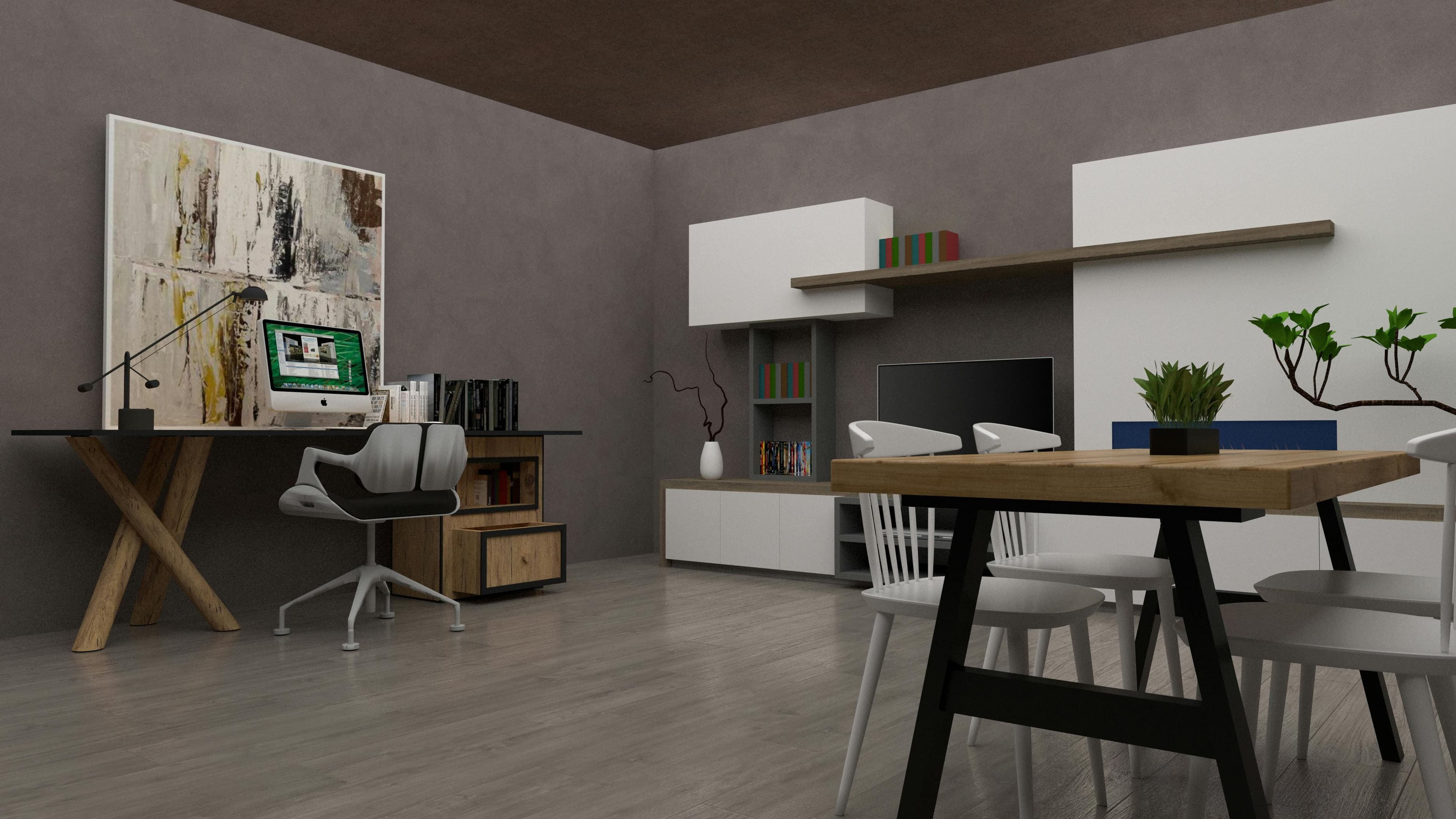 Exterior promenade with illuminated structural fins at night