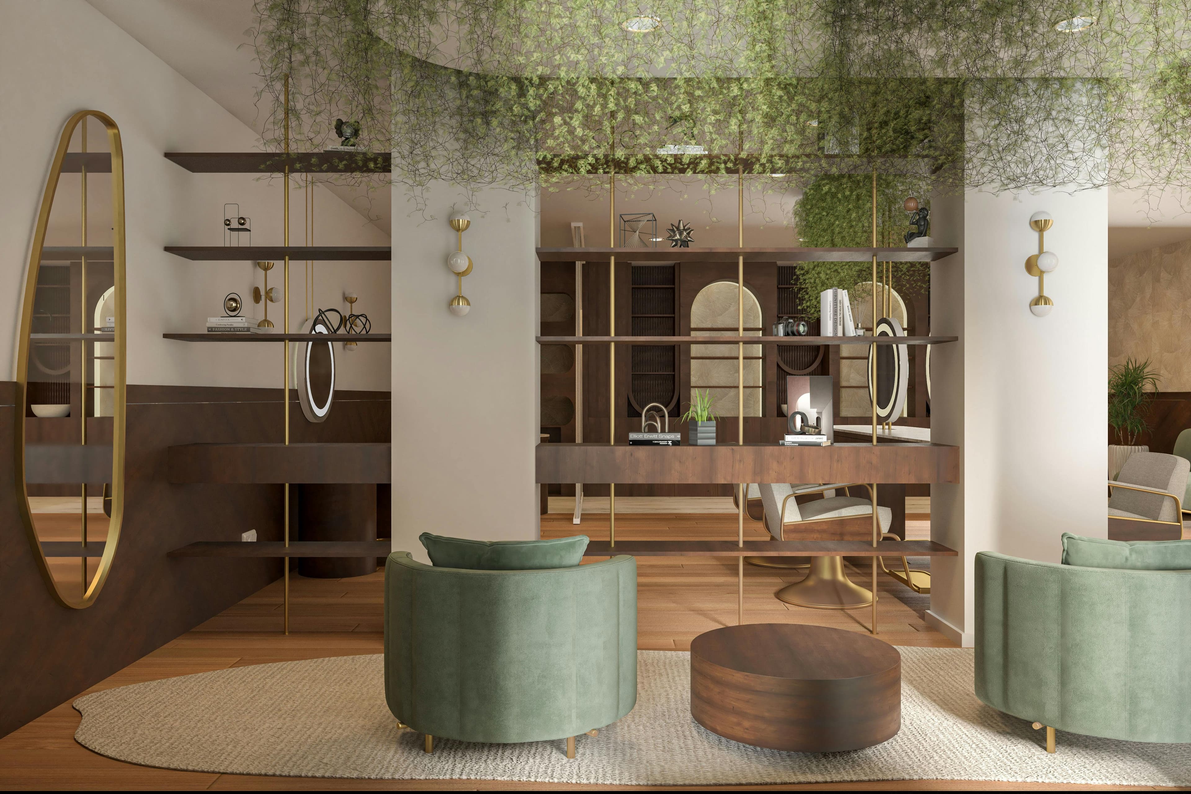 Charred timber pavilion nestled within dense forest