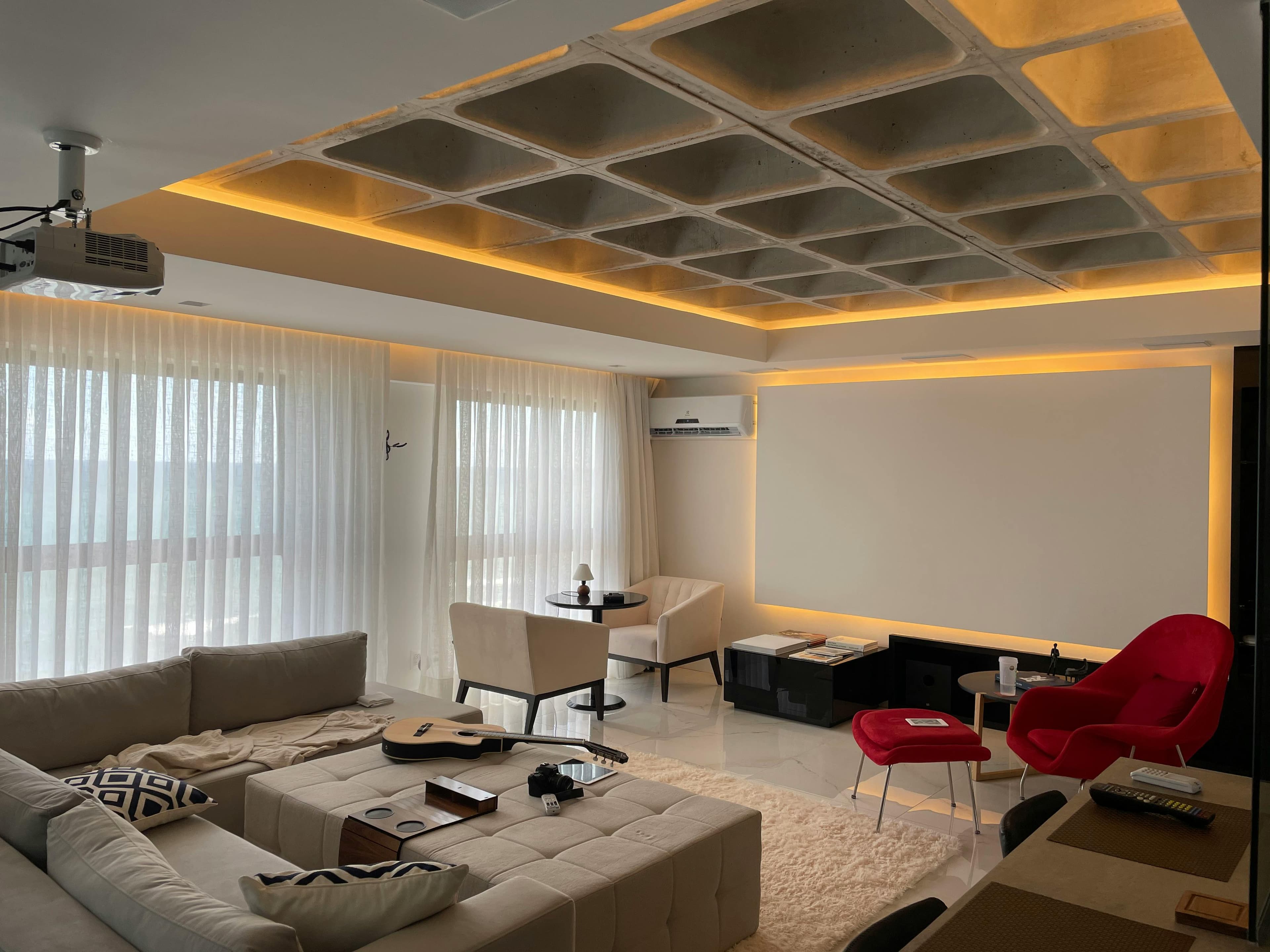 Guest suite with layered shoji screens and soft daylight